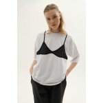 Oversize white T-shirt with black contrast bodice